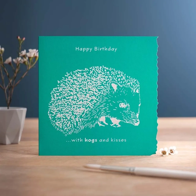 product Image for Deckled Edge Colour Block 150 x 150mm  Happy Birthday - Hogs & Kisses