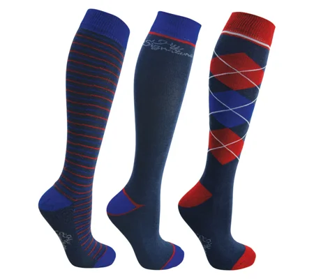 Hy Signature Socks (Pack of 3) - Navy/Red/Blue