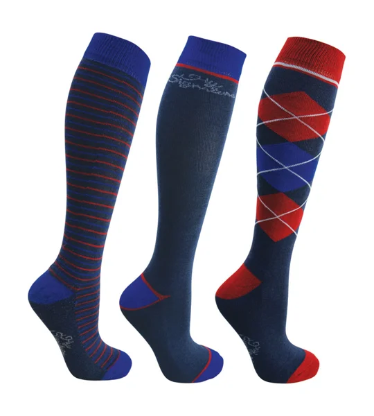 Hy Signature Socks (Pack of 3) - Navy/Red/Blue
