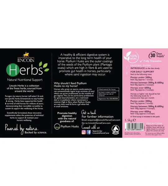 Lincoln Herbs Psyllium Husks 1.5kg