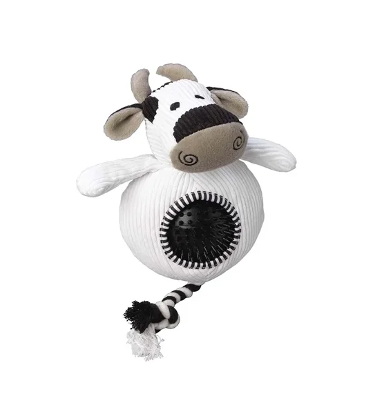 House of Paws Cord Toy with Spiky Ball - Cow