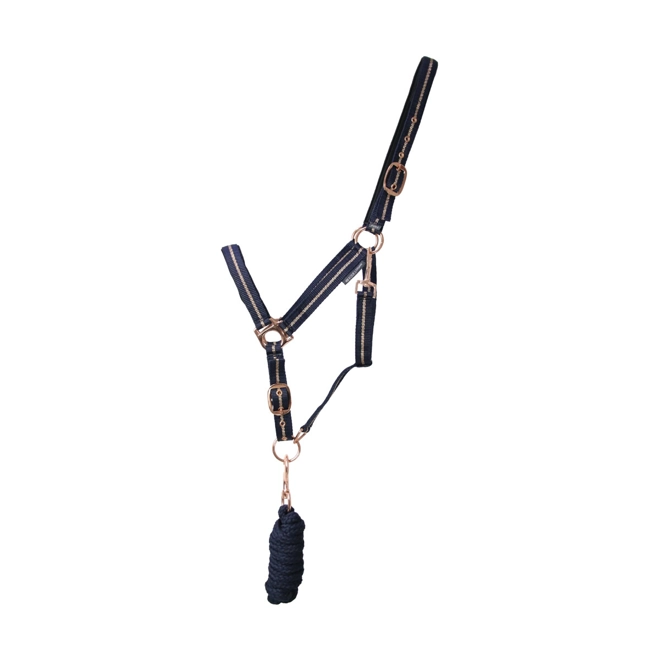 product Image for Hy Equestrian Rose Glitter Head Collar & Lead Rope Set - Navy