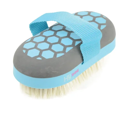 Hy Equestrian Glitter Body Brush Goat Hair - Navy/Blue