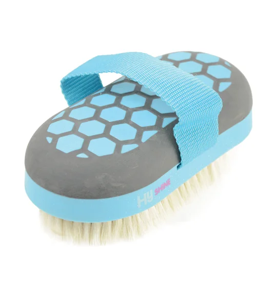 Hy Equestrian Glitter Body Brush Goat Hair - Navy/Blue