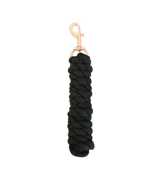 Hy Equestrian Rose Gold Lead Rope - Black/Rose Gold - 2 metres