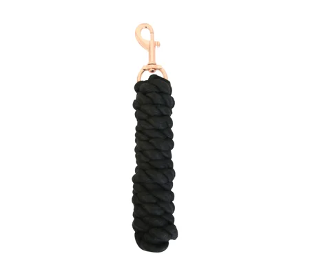 Hy Equestrian Rose Gold Lead Rope - Black/Rose Gold - 2 metres