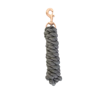 Hy Equestrian Rose Gold Lead Rope - Dark Grey/Rose Gold - 2 metres