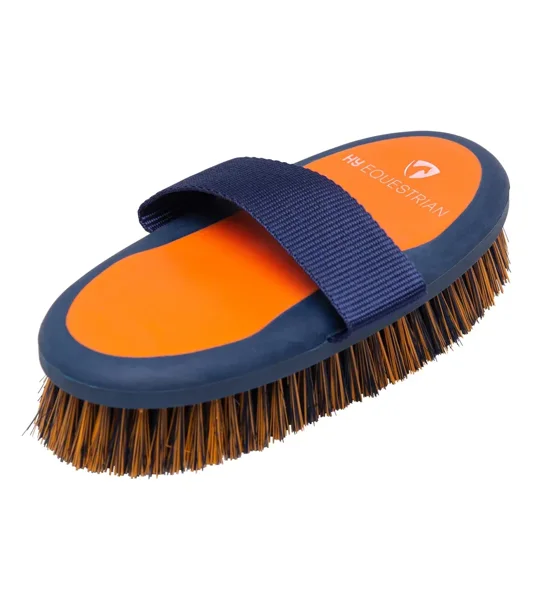 Hy Equestrian Pro Groom Body Brush 20 x 9.5cm Navy/Orange