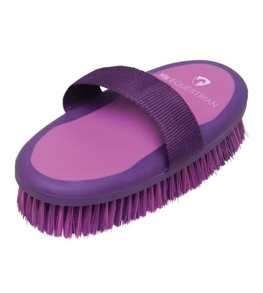 Hy Equestrian Pro Groom Body Brush 20 x 9.5cm Purple/Pink