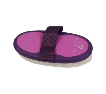 Hy Equestrian Pro Groom Goat Hair Body Brush 20 x 9.5cm Purple/Pink