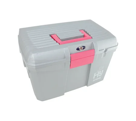 Hy Equestrian Tack Box - Silver/Raspberry