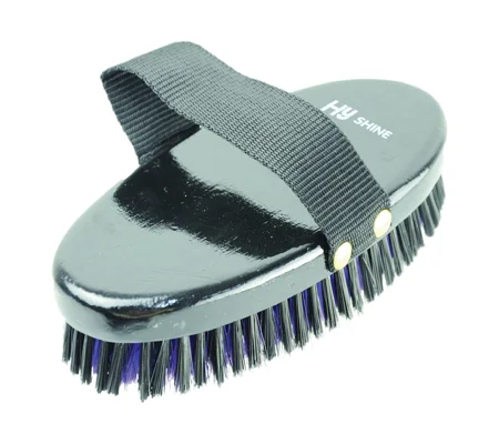 Hy Equestrian Wooden Body Brush - Black/Purple - 19.5 x 9.2cm