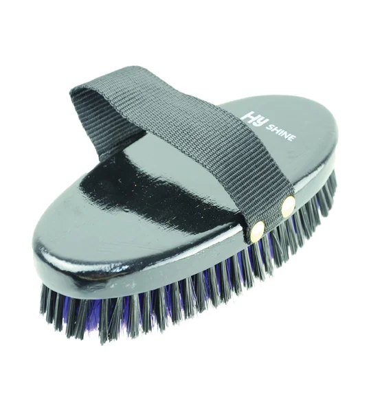Hy Equestrian Wooden Body Brush - Black/Purple - 19.5 x 9.2cm