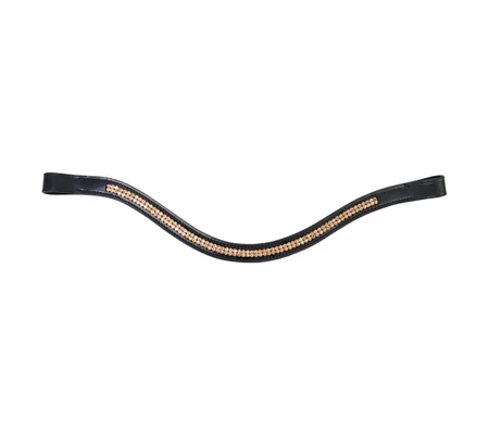 Hy Equestrian Rosciano Rose Gold Brow Band - Black/Rose Gold