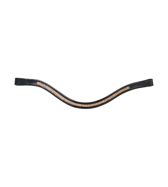 Hy Equestrian Rosciano Rose Gold Brow Band - Brown/Rose Gold