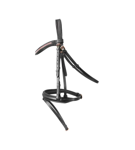 Hy Equestrian Rosciano Rose Gold Bridle - Black/Rose Gold