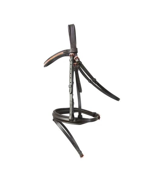 Hy Equestrian Rosciano Rose Gold Bridle - Brown/Rose Gold