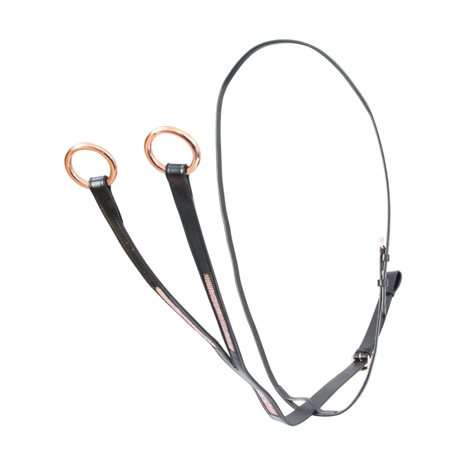 product Image for Hy Equestrian Rosciano Rose Gold Martingale - Black/Rose Gold