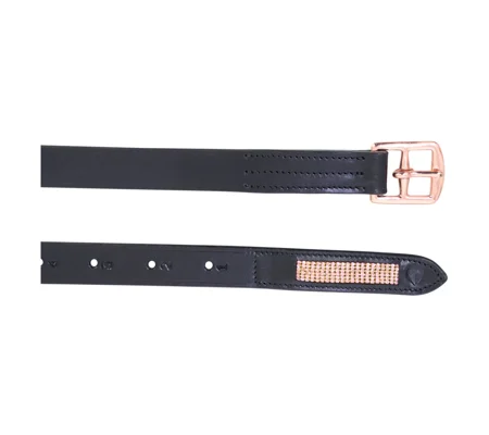 Hy Equestrian Rosciano Rose Gold Stirrup Leathers - Black/Rose Gold