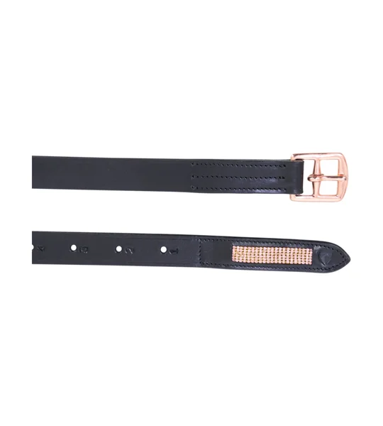 Hy Equestrian Rosciano Rose Gold Stirrup Leathers - Black/Rose Gold