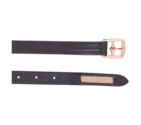 Hy Equestrian Rosciano Rose Gold Stirrup Leathers - Brown/Rose Gold