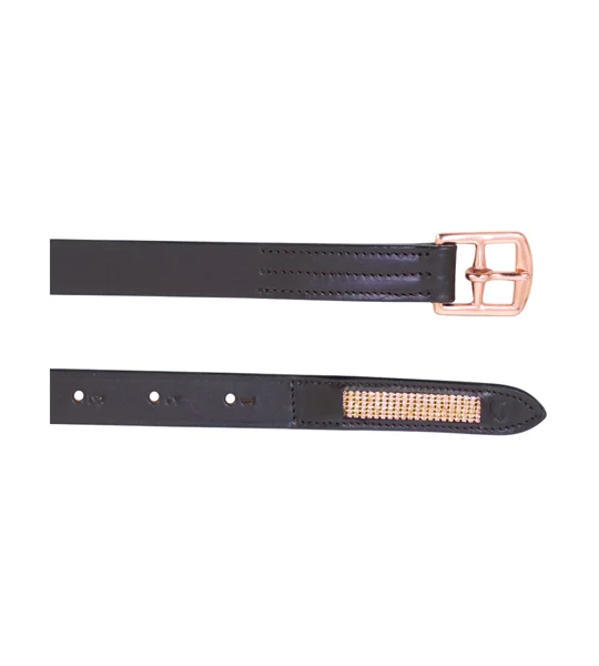 Hy Equestrian Rosciano Rose Gold Stirrup Leathers - Brown/Rose Gold