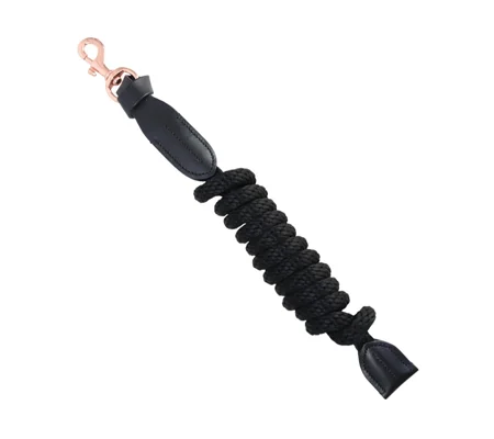 Hy Equestrian Rosciano Rose Gold Lead - Black/Rose Gold - 2 metresRope