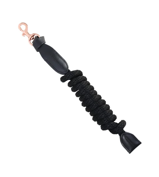 Hy Equestrian Rosciano Rose Gold Lead - Black/Rose Gold - 2 metresRope