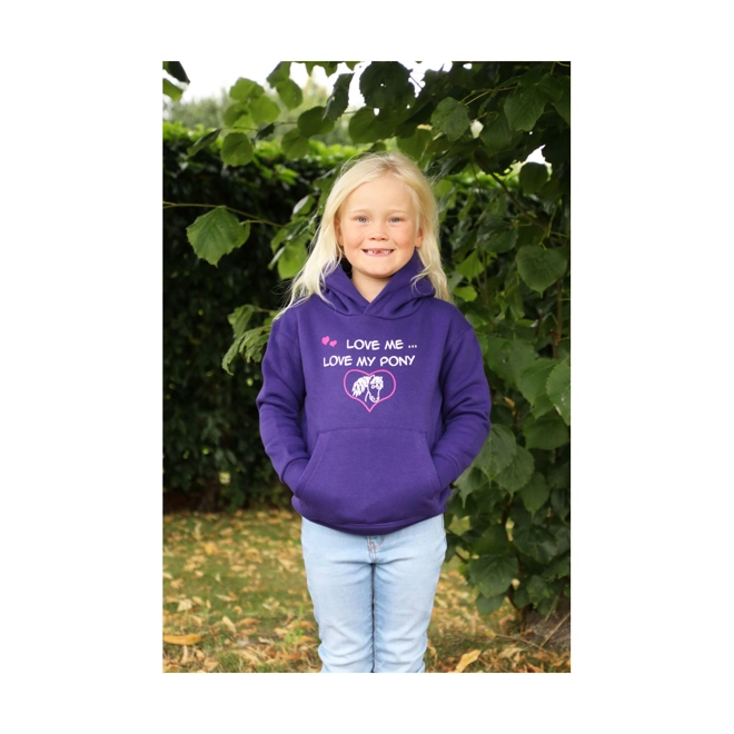 Additional Image for British Country Collection "Love me Love my Pony" Childrens Hoodie - Purple - Age 3-8 yrs