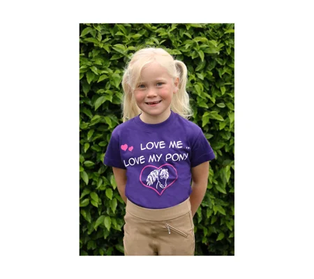 British Country Collection "Love me Love my Pony" Childrens T-Shirt - Purple - Age 3-8