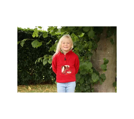 British Country Collection Carrot Pony Childrens Fleece Jacket - Red/Red Tartan Check Trim