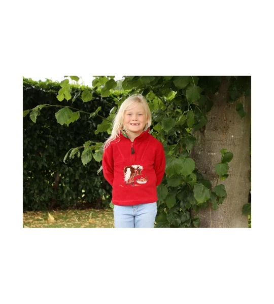British Country Collection Carrot Pony Childrens Fleece Jacket - Red/Red Tartan Check Trim