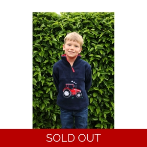 British Country Collection Big Red Tractor Childrens Fleece Jacket - Navy/Red Trim