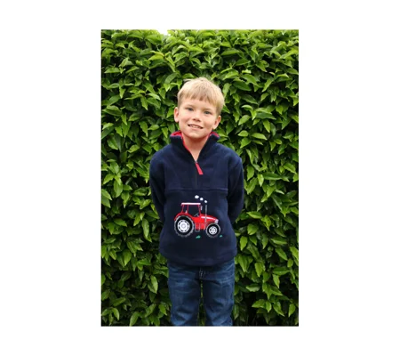 British Country Collection Big Red Tractor Childrens Fleece Jacket - Navy/Red Trim