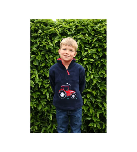 British Country Collection Big Red Tractor Childrens Fleece Jacket - Navy/Red Trim