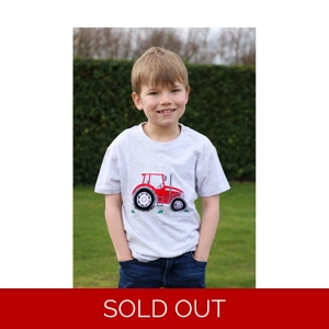 British Country Collection Big Red Tractor Childrens T-Shirt - Ash Grey - Age 1-10 yrs