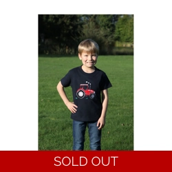 British Country Collection Big Red Tractor Childrens T-Shirt - Navy - Age 1-10..