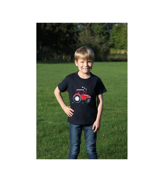 British Country Collection Big Red Tractor Childrens T-Shirt - Navy - Age 1-10 yrs