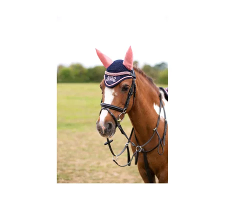 The Princess and the Pony Fly Veil By Little Rider - Navy/Peach - Pony/Cob