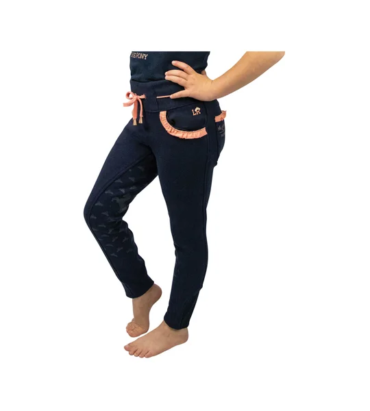The Princess and the Pony Pull on Jodhpurs by Little Rider - Navy/Peach - 3-10 Years