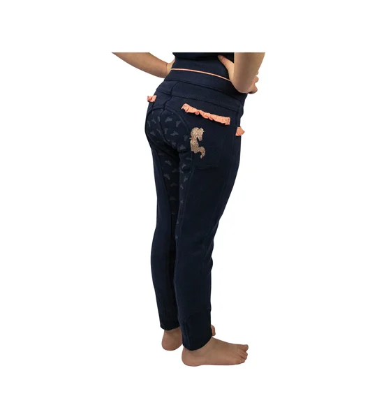 The Princess and the Pony Pull on Jodhpurs by Little Rider - Navy/Peach - 3-10 Years