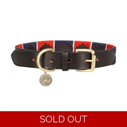 Benji & Flo Sublime Polo Leather Dog Collar - Red/Navy/White
