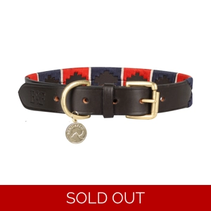 Benji & Flo Sublime Polo Leather Dog Collar - Red/Navy/White