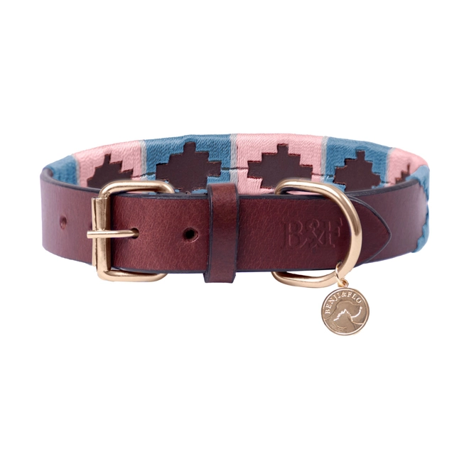 product Image for Benji & Flo Sublime Polo Leather Dog Collar - Grape/Riviera