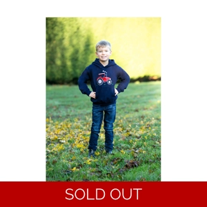 British Country Collection Big Red Tractor Childrens Applique Hoodie - Navy - Age 3-10 yrs