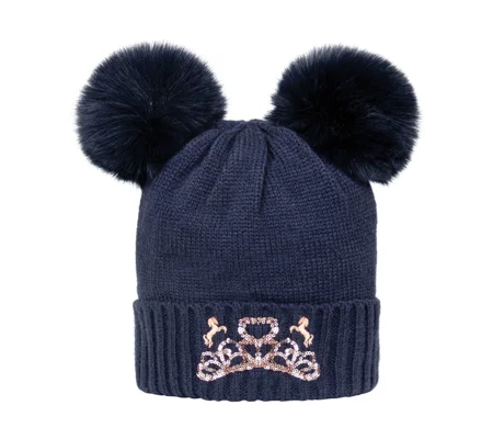 The Princess and the Pony Bobble Hat by Little Rider - Navy/Peach - One Size