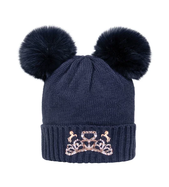 The Princess and the Pony Bobble Hat by Little Rider - Navy/Peach - One Size