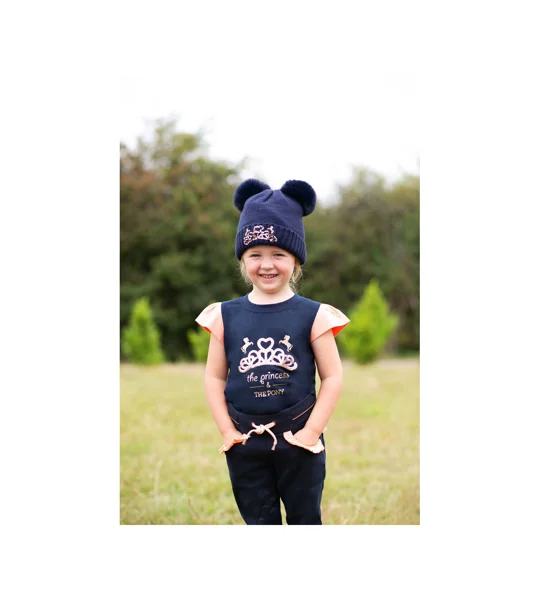 The Princess and the Pony Bobble Hat by Little Rider - Navy/Peach - One Size