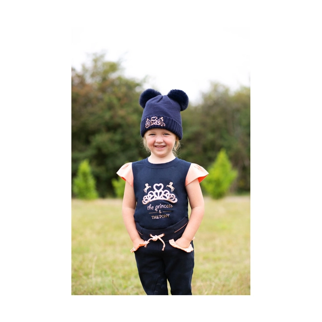 Additional Image for The Princess and the Pony Bobble Hat by Little Rider - Navy/Peach - One Size