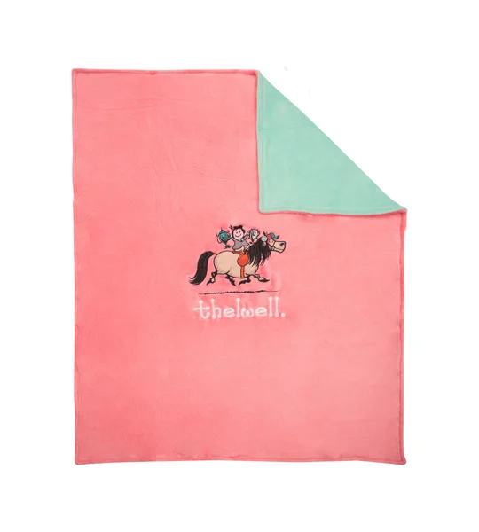 Hy Equestrian Thelwell Collection Fleece Blanket - Pink/Mint - One Size